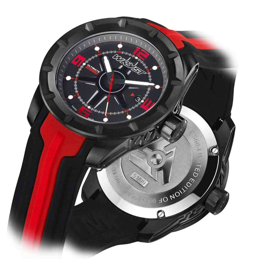 Montre bracelet rouge avec cadran noir