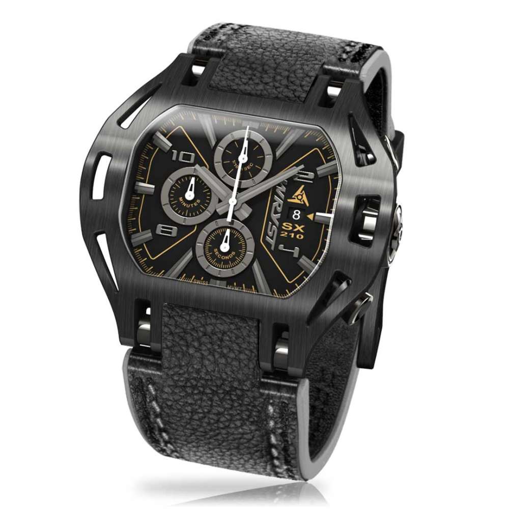 Schwarze Leder Uhr Herren Wryst SX210