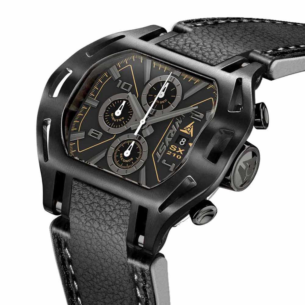 Chronograph with Black Leather