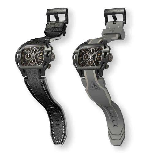 Black leather watch SX210