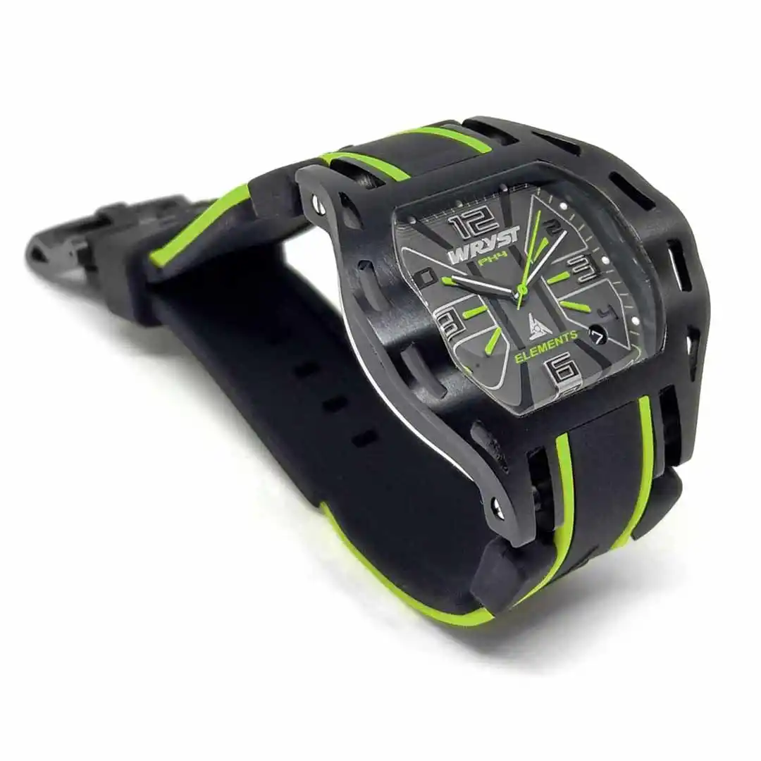 Swiss watch with black and green colors