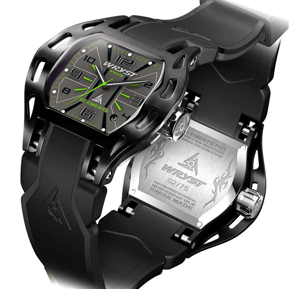 Wryst black and green watch for outdoors