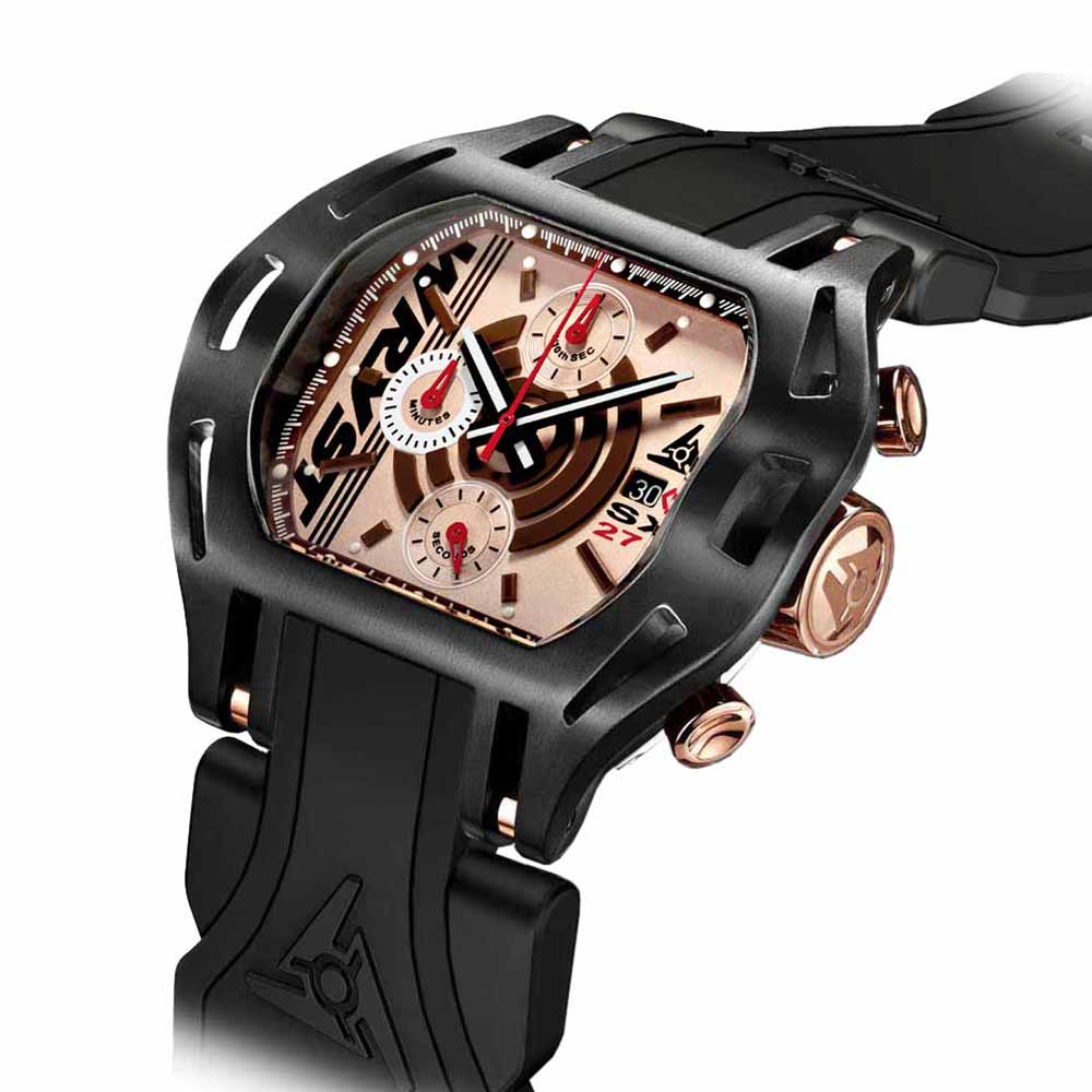 Schwarze Uhr mit Schweizer Uhrwerk Wryst SX270