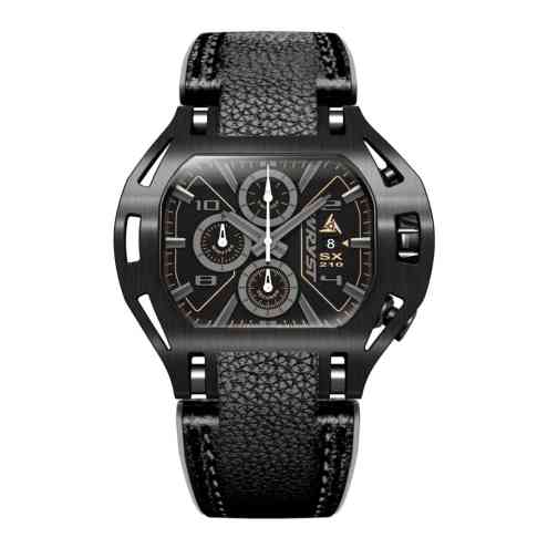 Black leather watch SX210