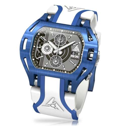 Blaue Herrenuhr Wryst SX300 Chrono mit Weißem Armband