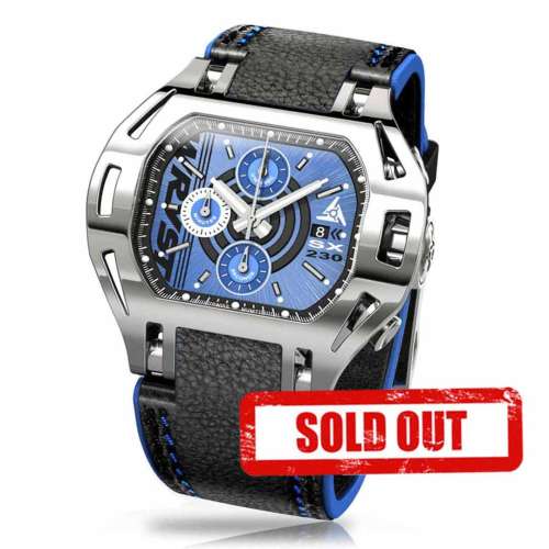 Blue Face Watch Force SX230 | Rugged Polished Steel Chronograph