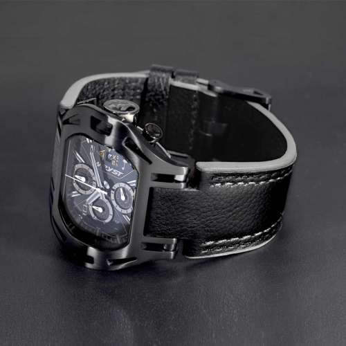 Black leather watch SX210