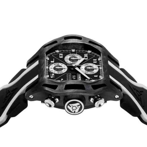Exquise montre chronographe automatique suisse Wryst Paragon en fibre de carbone pour homme