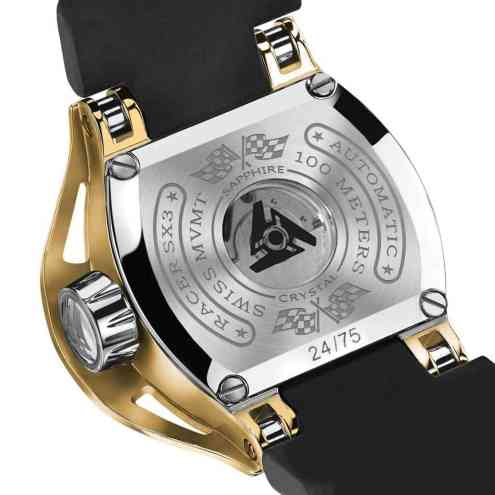 Gehäuseboden einer automatischen Uhr aus Gelbgold