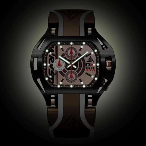 Reloj negro luminoso de oro rosa para hombre, Wryst en la oscuridad