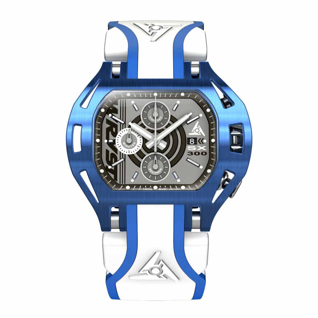 Montre Blanche et Bleue Wryst SX300 en Acier Pour Homme