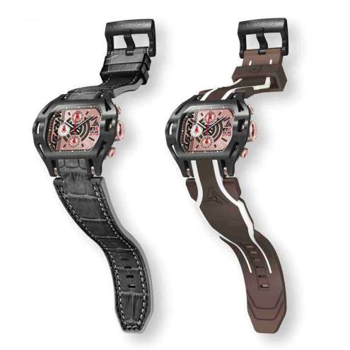 Black Leather Black and Gold Watch for Men
