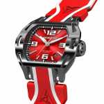 Armbanduhr Wryst SX8 mit schwarzem DLC-Gehäuse und rotem Armband