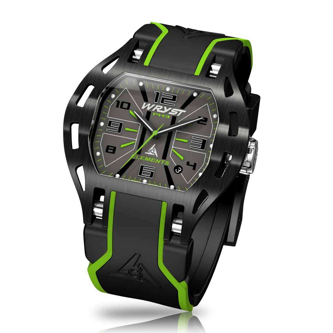 Montre noire et verte Wryst PH3