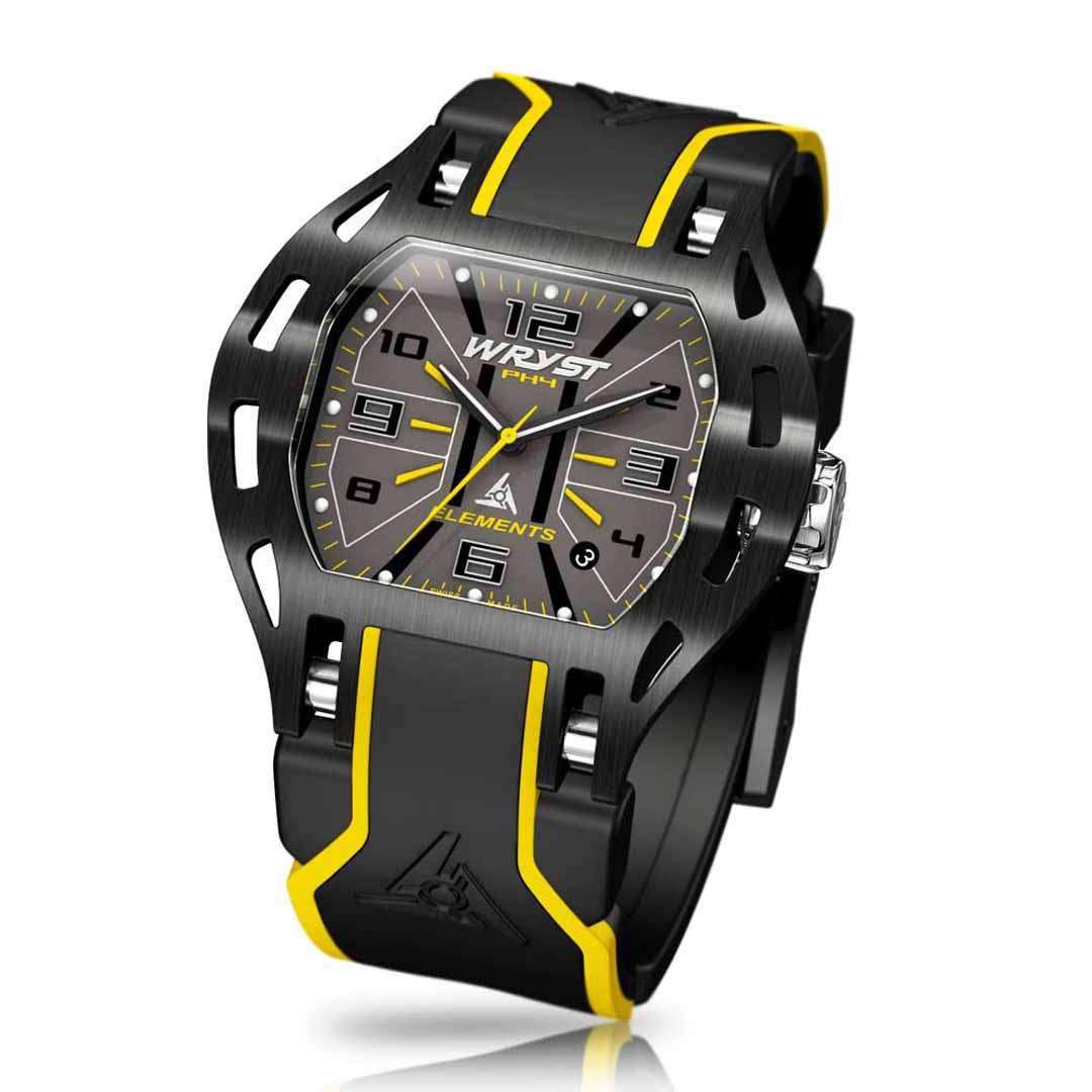 Montre Noire et Jaune Wryst PH4