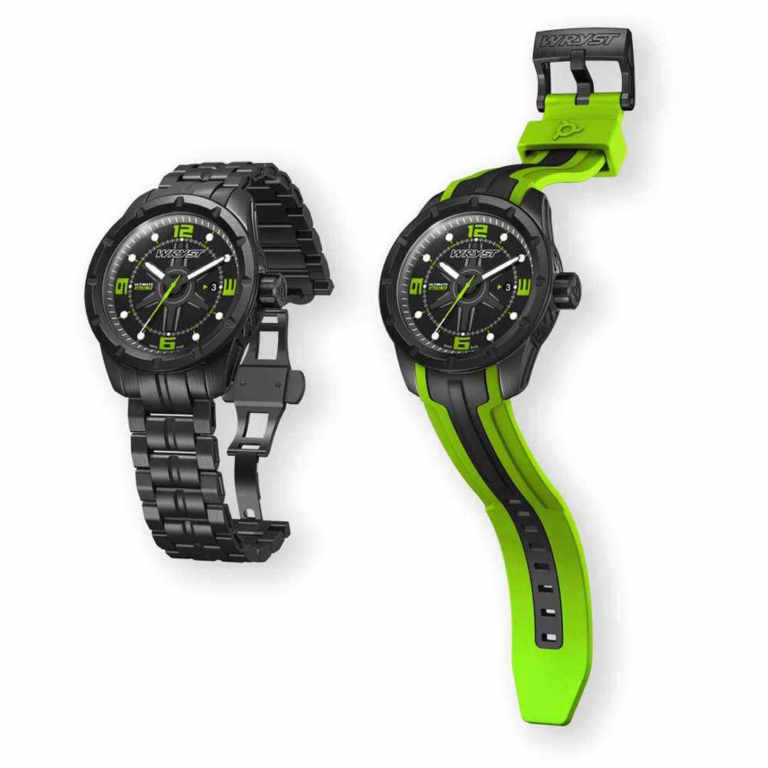 Reloj Deprtivo Negro y Verde Wryst