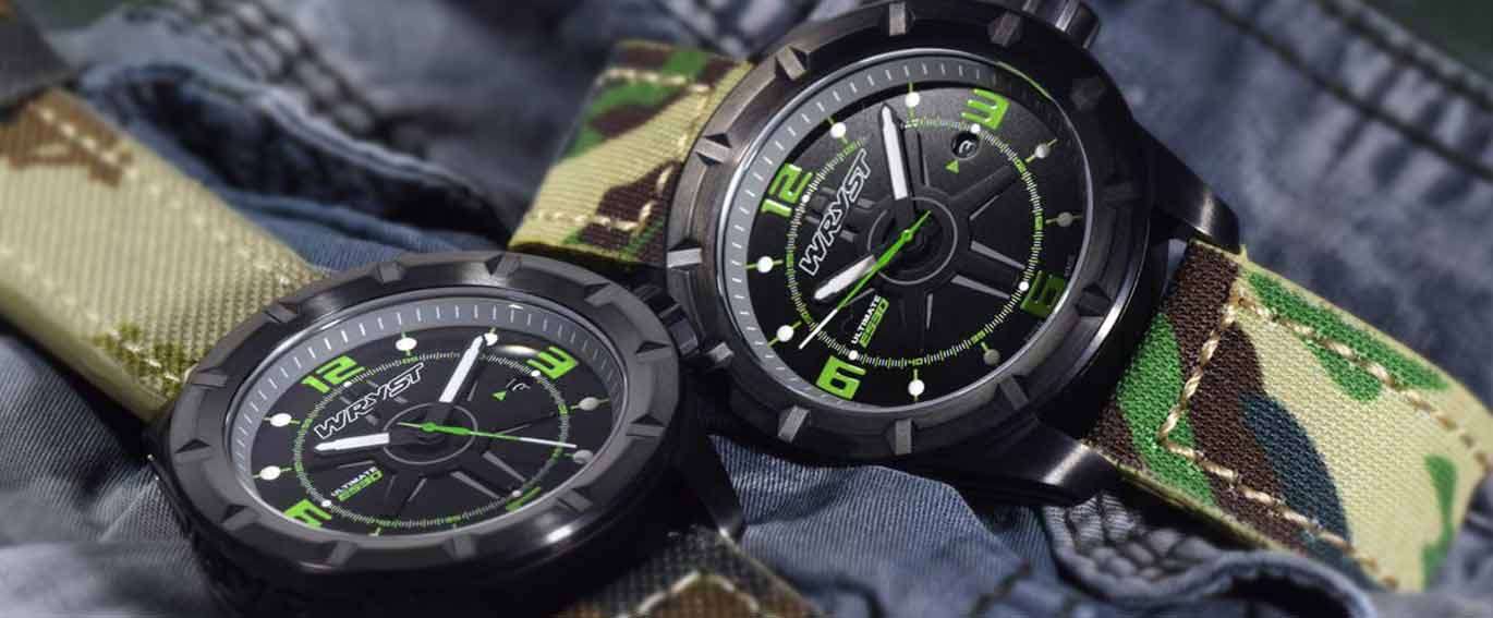 Montre Armée Suisse | Wryst ES30 Noire Avec Bracelet Camouflage