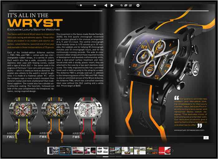 Artikel über WRYST in LUXUS AUTO MAGAZINE