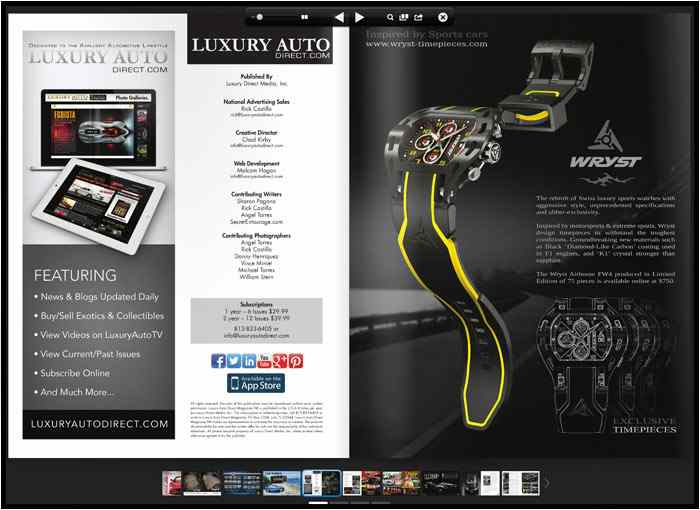 Article éditorial sur WRYST dans le magazine Luxury Auto Direct
