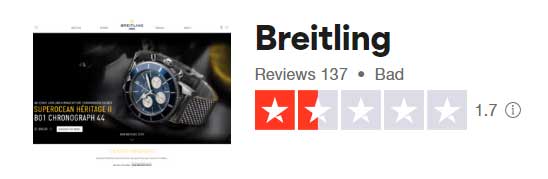 Bewertung der Breitling-Uhrenmarke Trustpilot