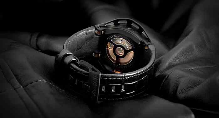 racing cars inspired luxury black automatic watch aligator