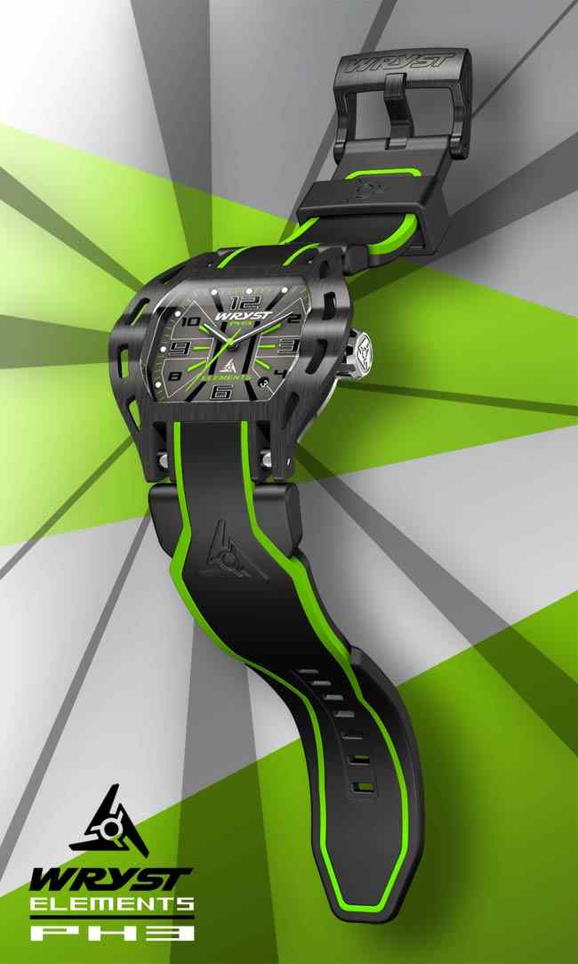 Green Black Swiss Steel Watch Wryst PH3