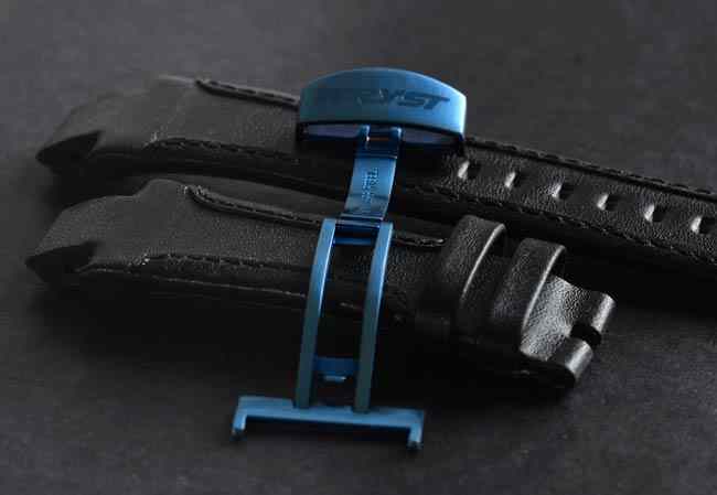 Airborne leather strap blue anodized clasp