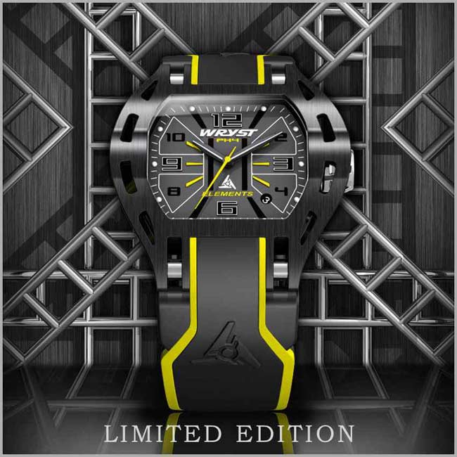 Reloj deportivo de diseño negro y amarillo