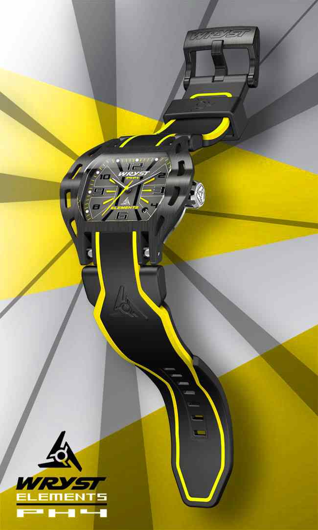 Reloj Wryst PH4 en acero negro amarillo para deporte