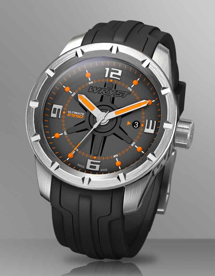 Men's stainless steel orange watch