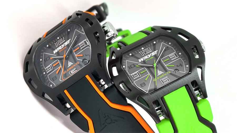 Fashion green, orange sports watch black coating