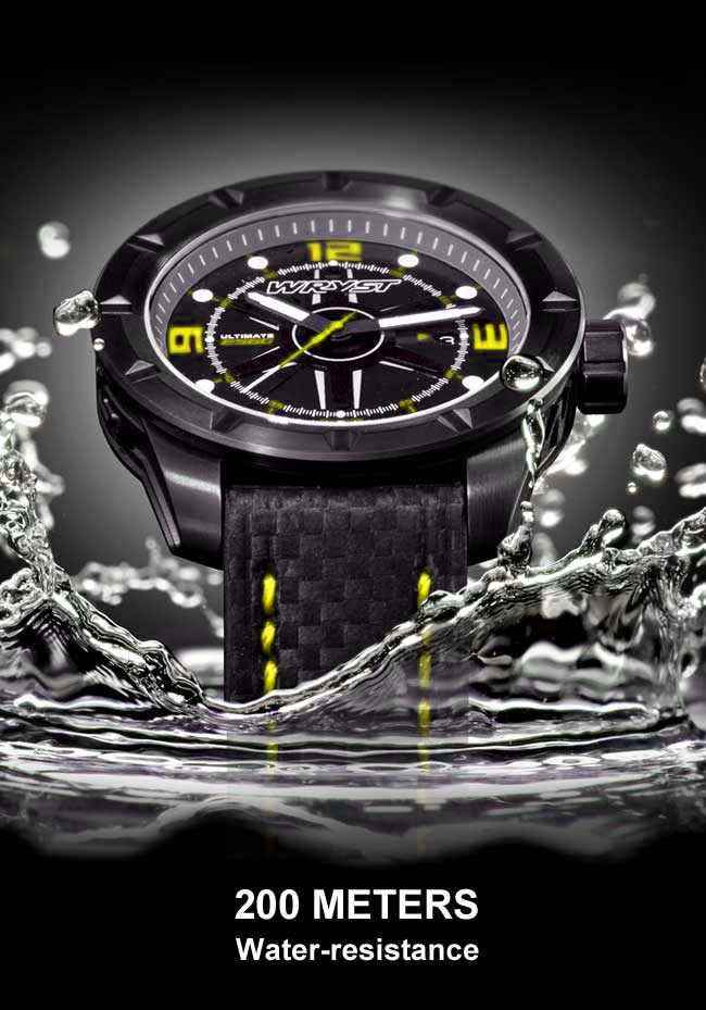 Yellow Black Carbon Fiber Watch