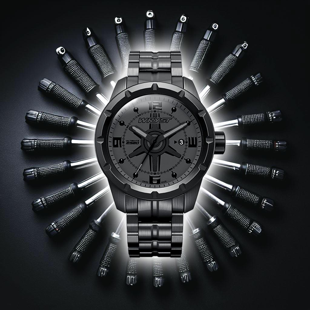 Fondo de producto industrial negro Reloj Wryst ES20