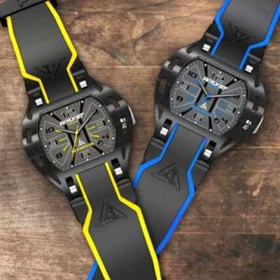 Reloj deportivo negro para hombres, elementos de cristal en 7 colores