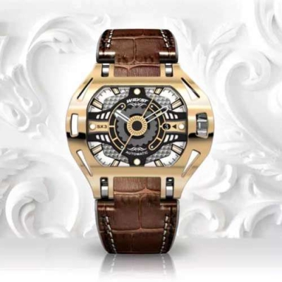 Wryst Racer Automatic luxury gold leather watch