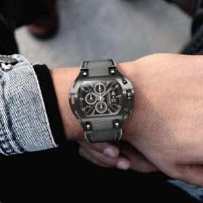 Nuevo reloj cronógrafo suizo con pulsera de cuero negro